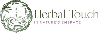Herbal Touch logo with nature-themed design.